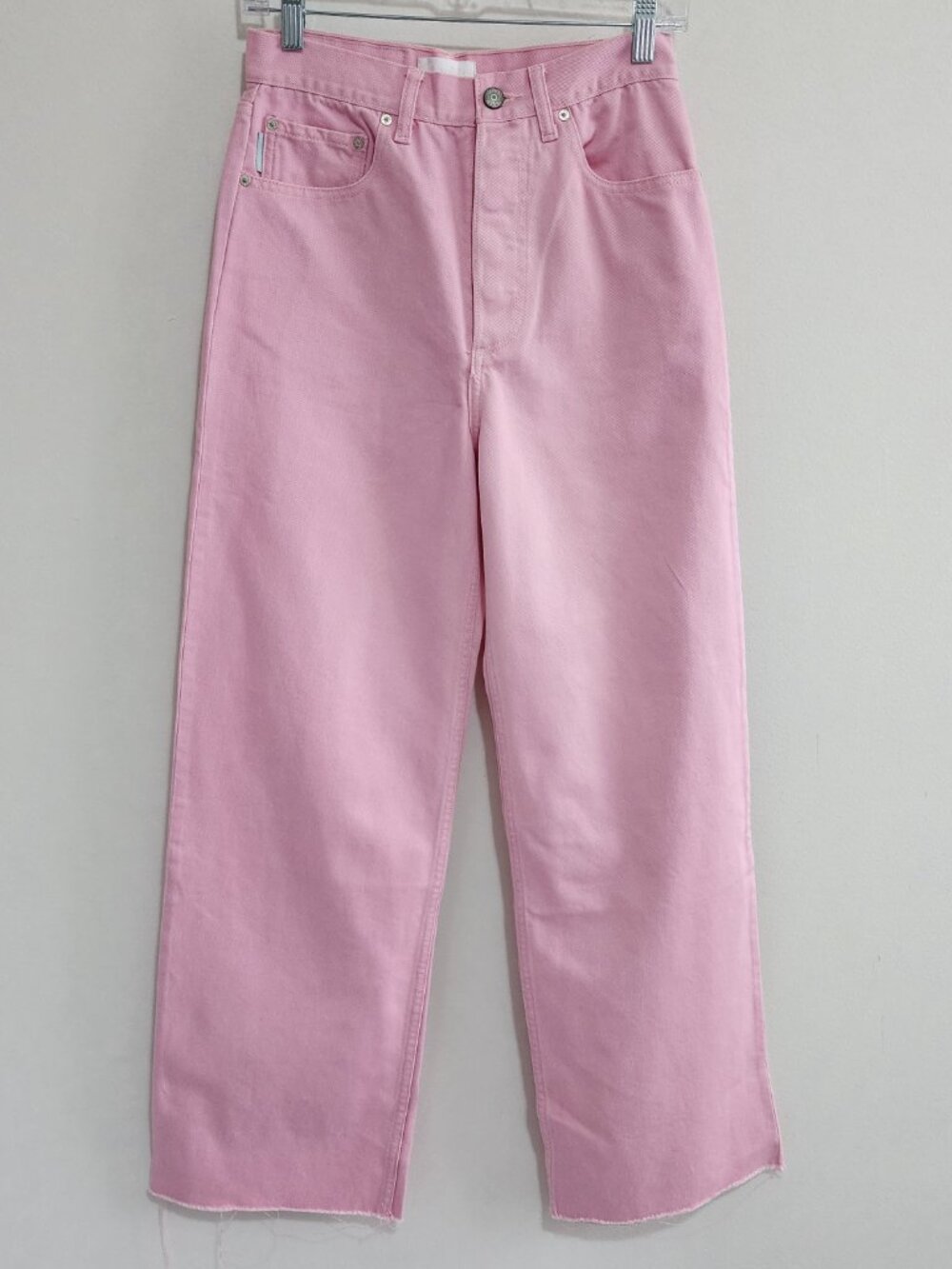 Boyish High Rise Wide Leg Jeans Pink Raw Hem Size 26 NWT